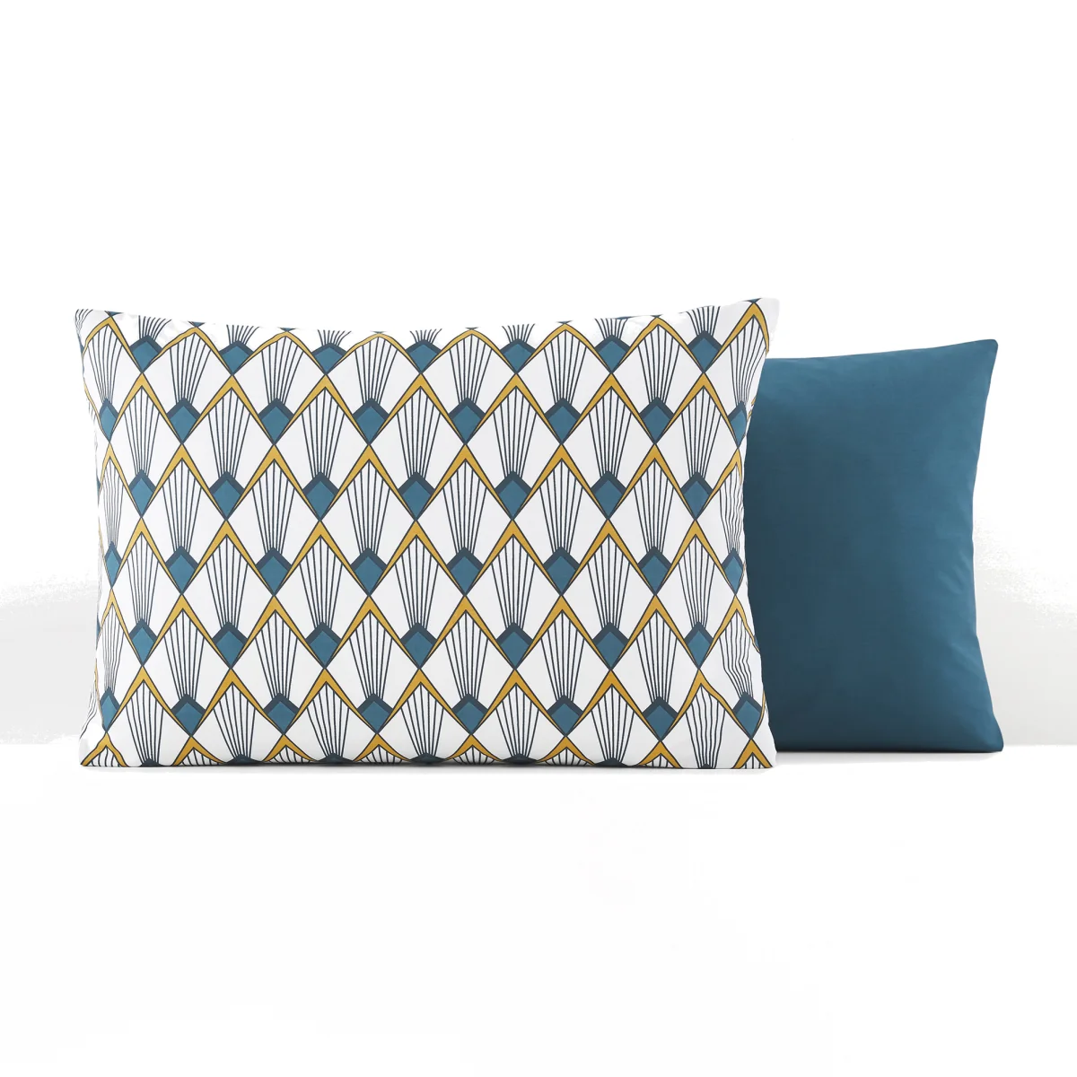 Elisa Blue Art Deco 100% Cotton Percale 180 Thread Count Pillowcase – image 1