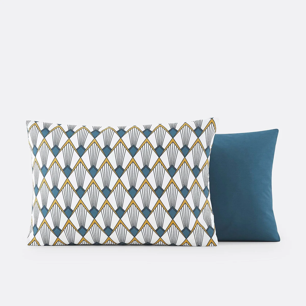 Elisa Blue Art Deco 100% Cotton Percale 180 Thread Count Pillowcase – image 4