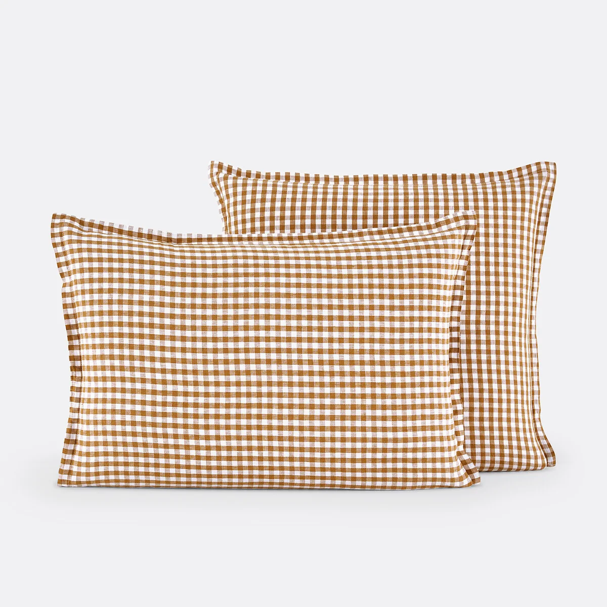 Acélie Bronze Gingham 100% Washed Linen Pillowcase – image 2