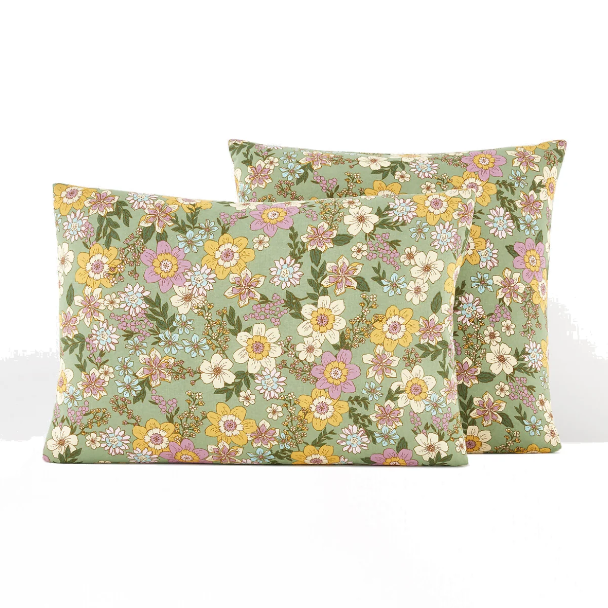 Rosemary Green Cotton & Washed Linen Pillowcase – image 1