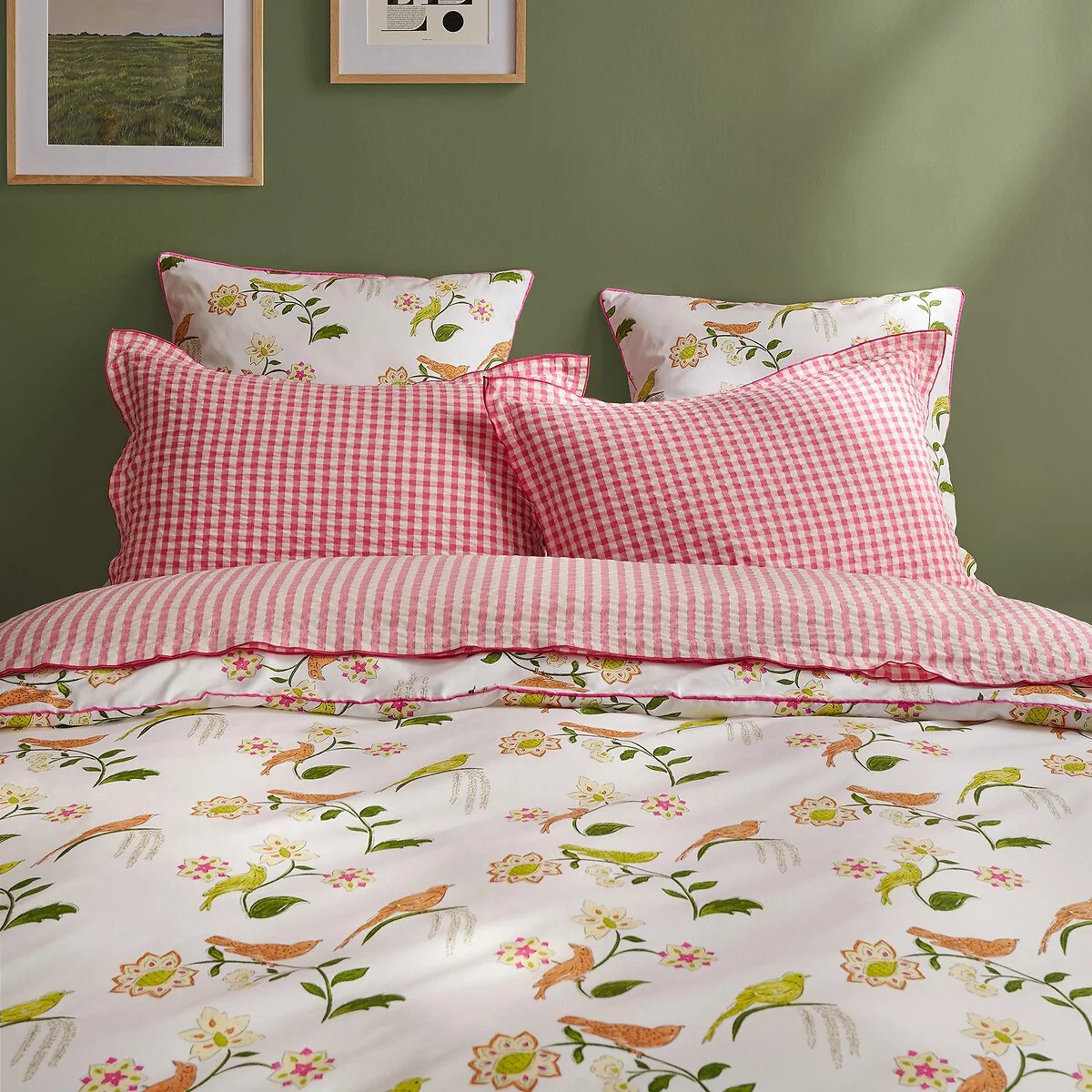 Nora Bird/Floral Print Cotton Percale Pillowcase – image 2