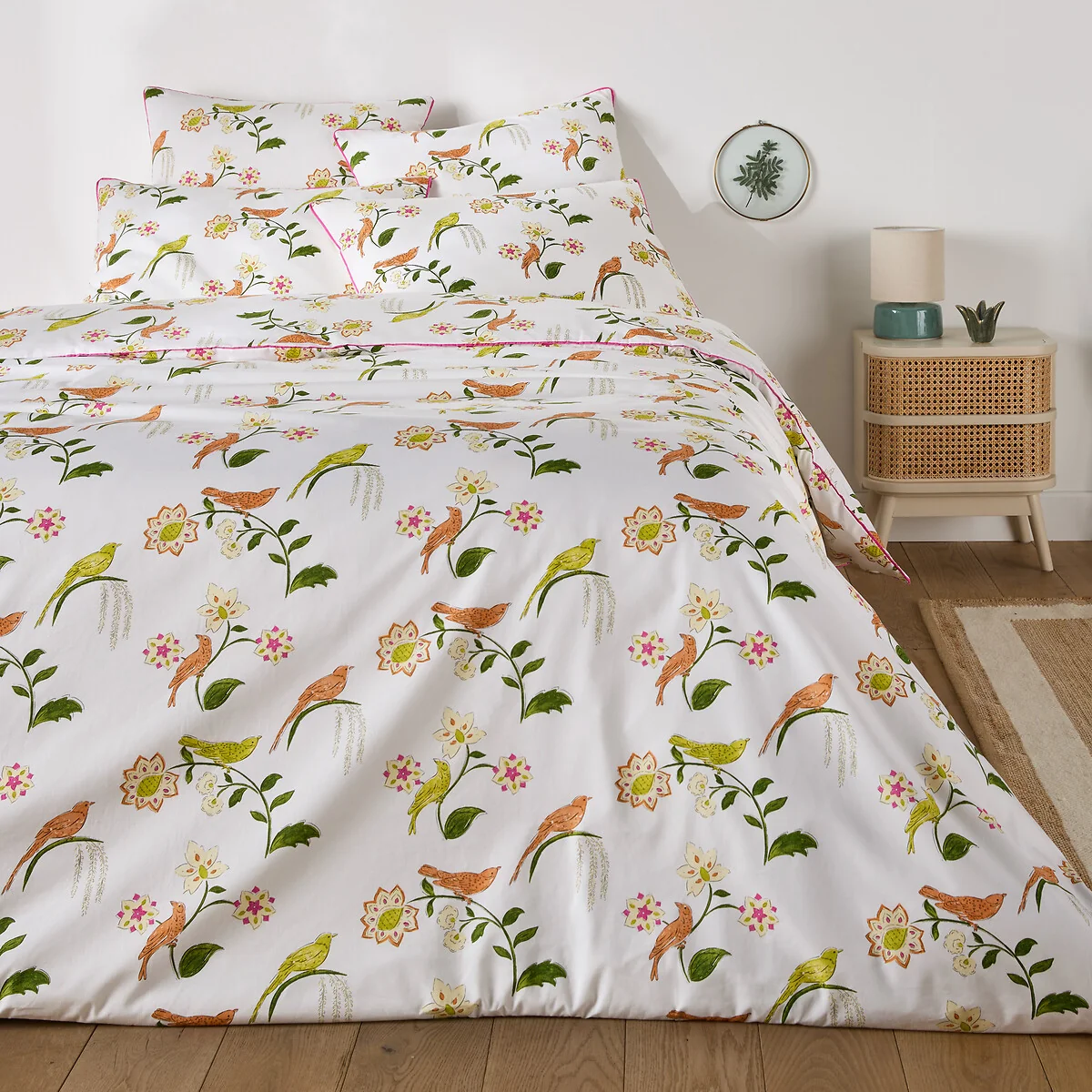 Nora Bird/Floral Print Cotton Percale Pillowcase – image 3