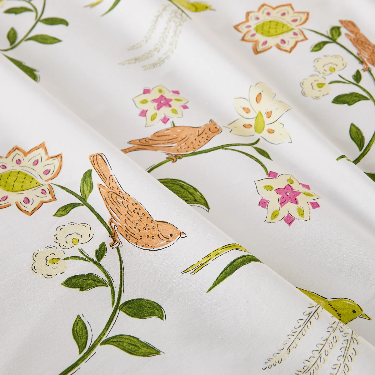 Nora Bird/Floral Print Cotton Percale Pillowcase – image 6