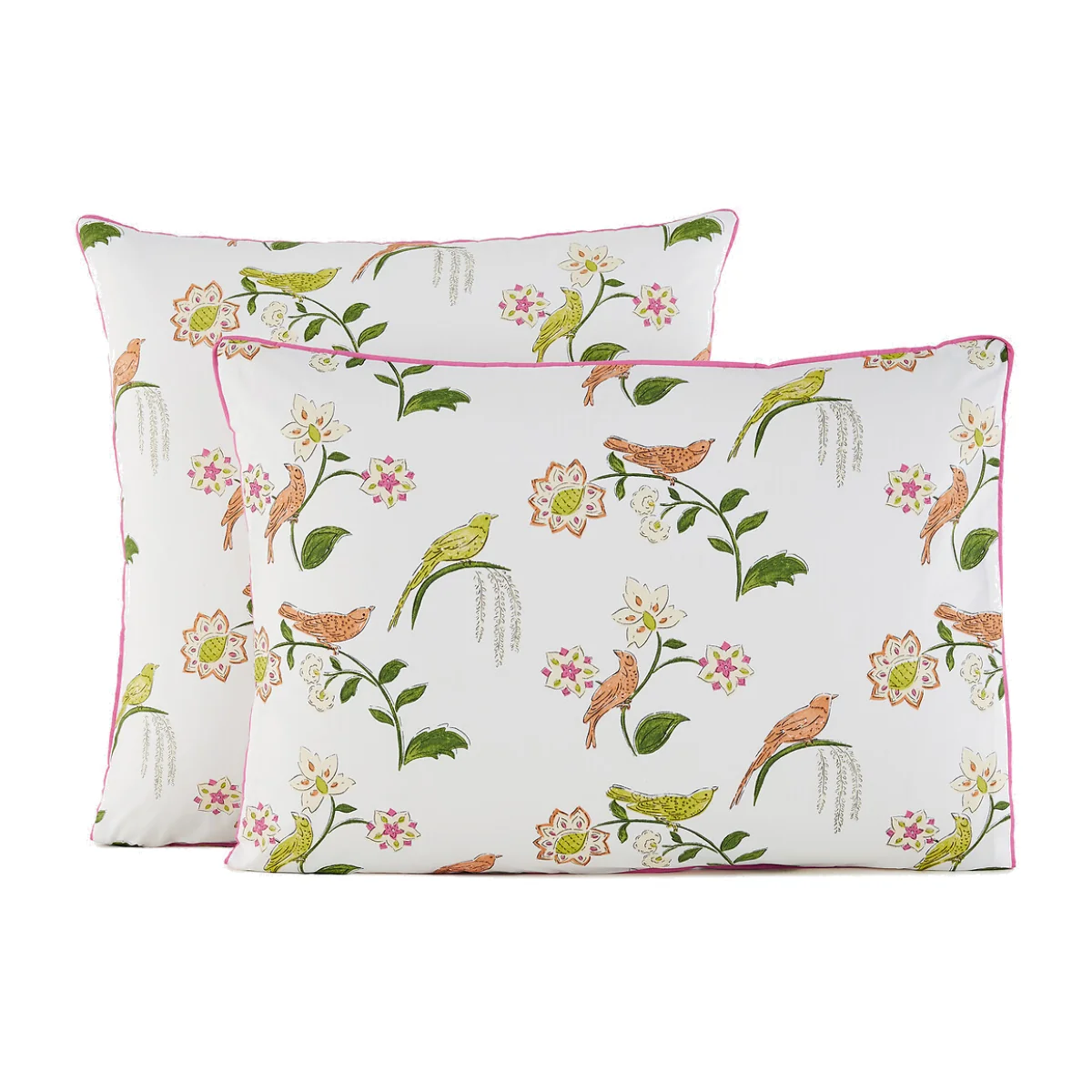 Nora Bird/Floral Print Cotton Percale Pillowcase – image 1