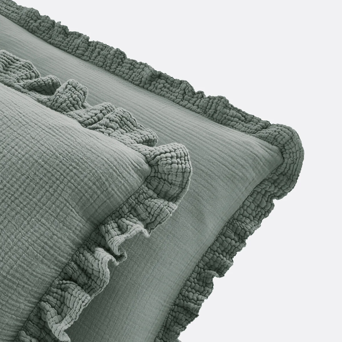 Kumla Plain Ruffle 100% Cotton Muslin Pillowcase – image 3