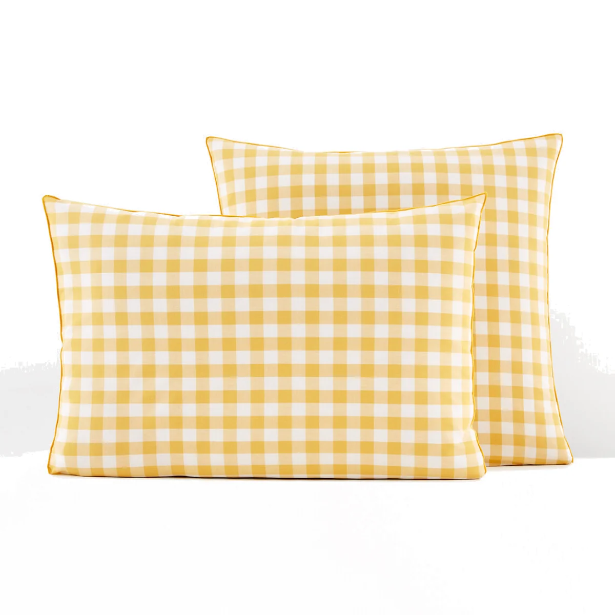 Veldi Yellow Gingham Check 100% Cotton Pillowcase – image 1