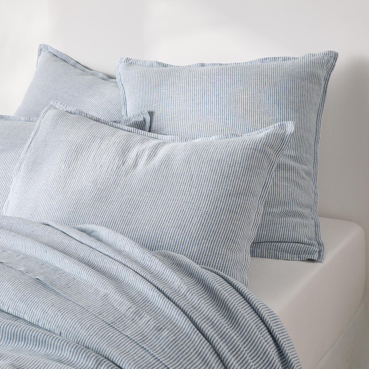 Limona Blue Pillowcase in Washed Linen – image 3