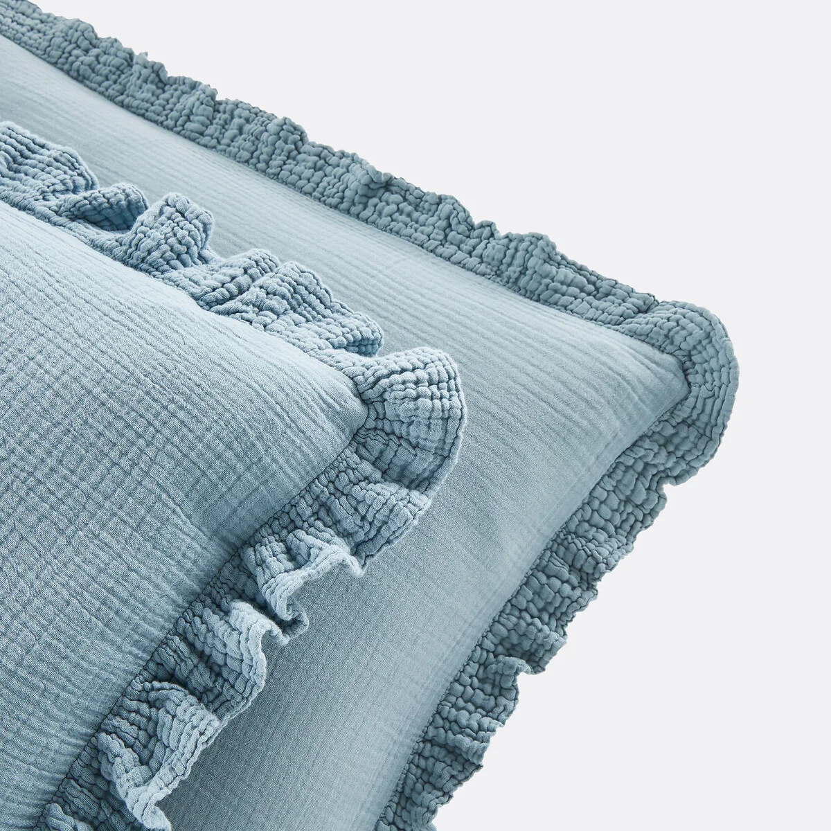 Kumla Plain Ruffle 100% Cotton Muslin Pillowcase – image 3