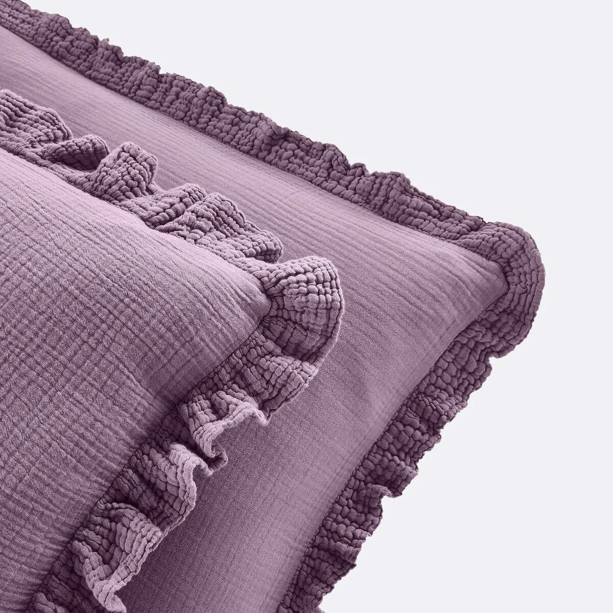 Kumla Plain Ruffle 100% Cotton Muslin Pillowcase – image 3