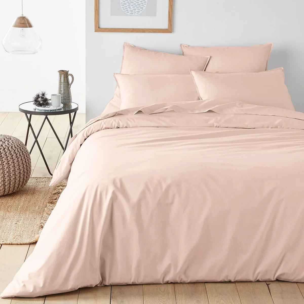 Plain 100% Organic Cotton Percale 200 Thread Count Bolster Pillowcase – image 3