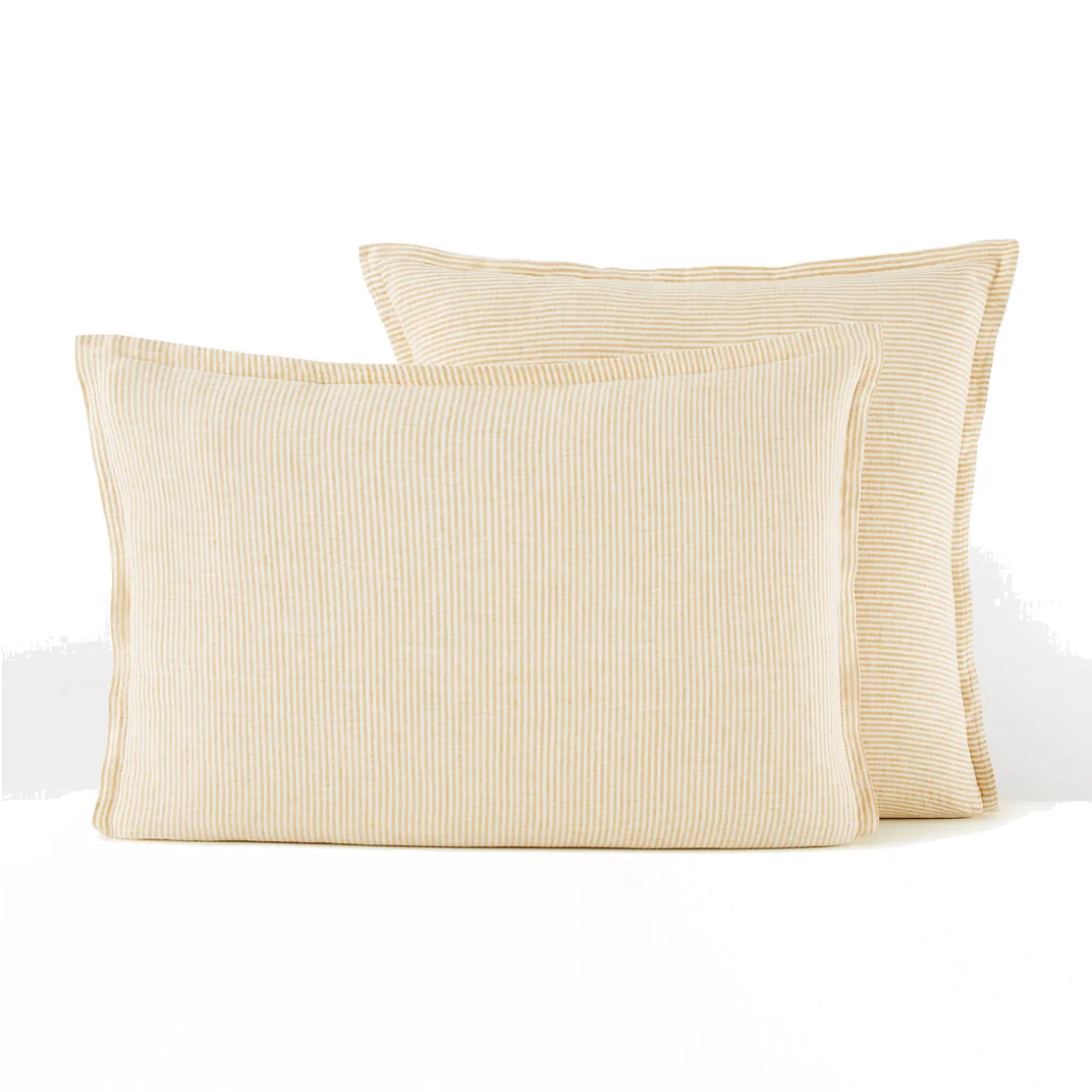 Limona Yellow Striped 100% Washed Linen Pillowcase – image 1