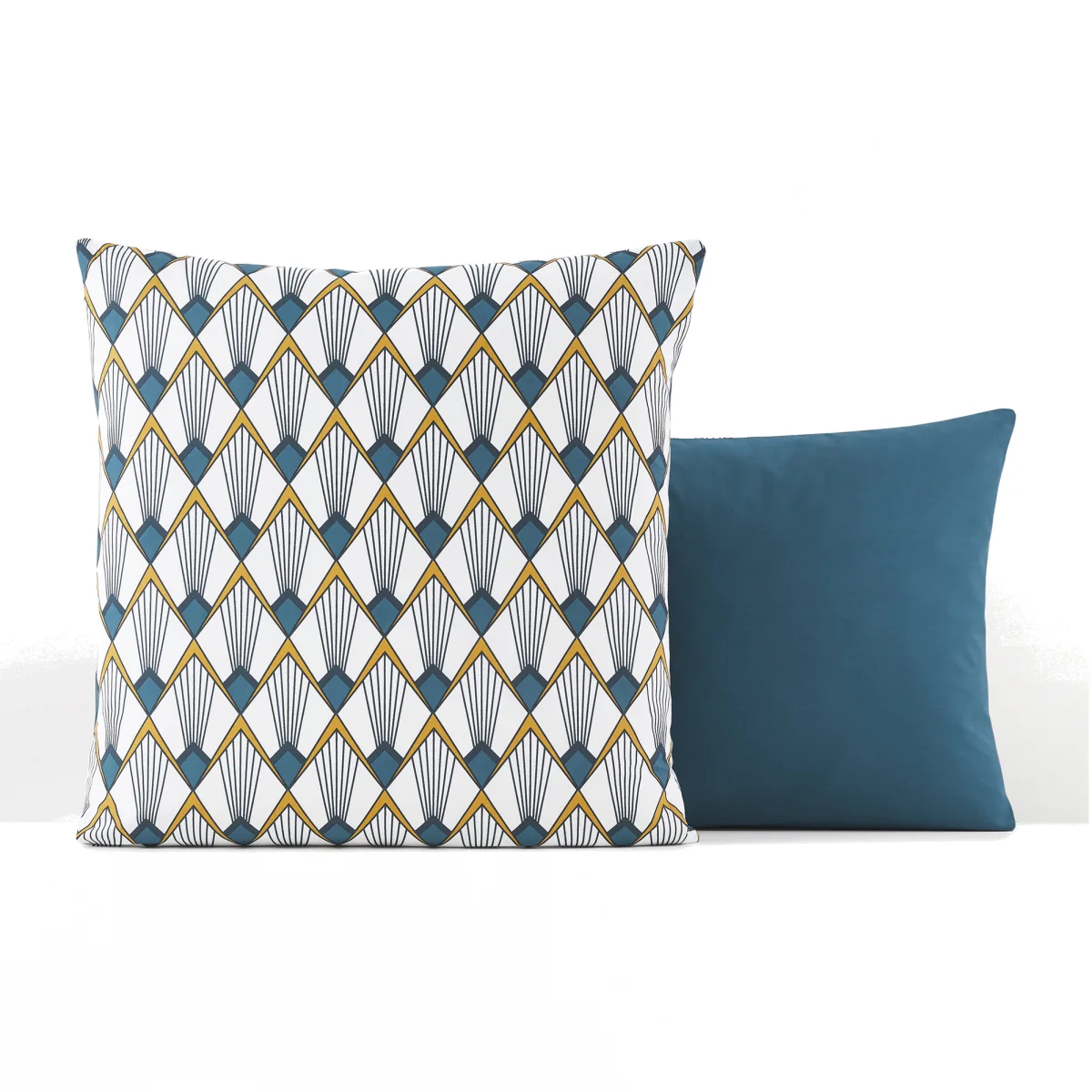 Elisa Blue Art Deco 100% Cotton Percale 180 Thread Count Pillowcase – image 1