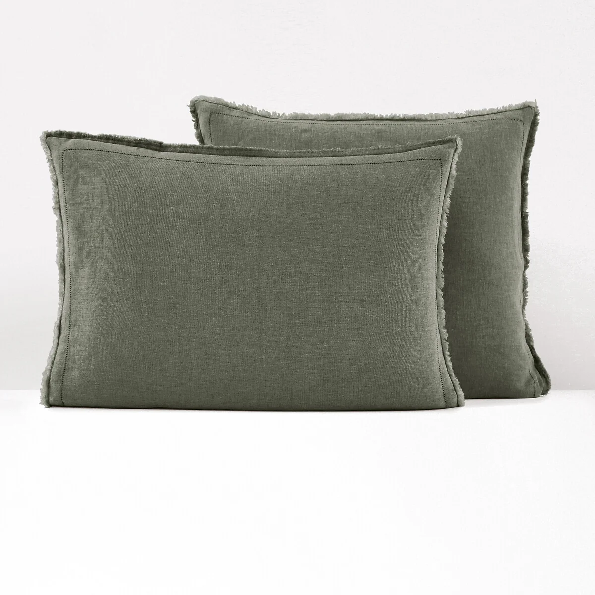Linot Fringed 100% Washed Linen Pillowcase – image 1