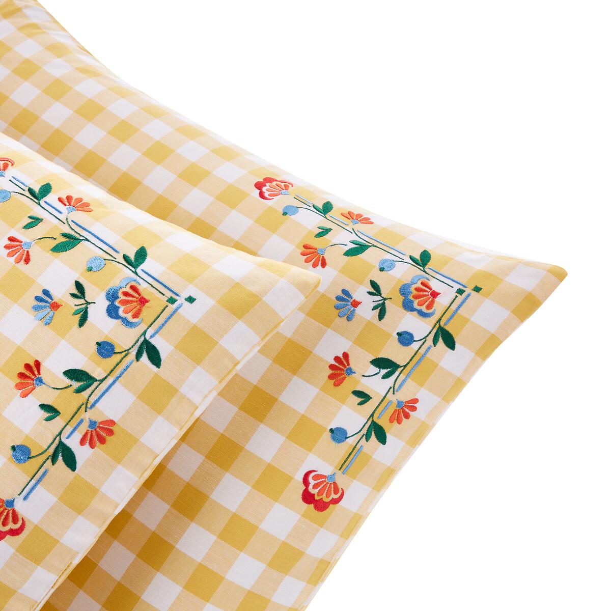 Alphée Gingham Embroidered 100% Cotton Pillowcase – image 4