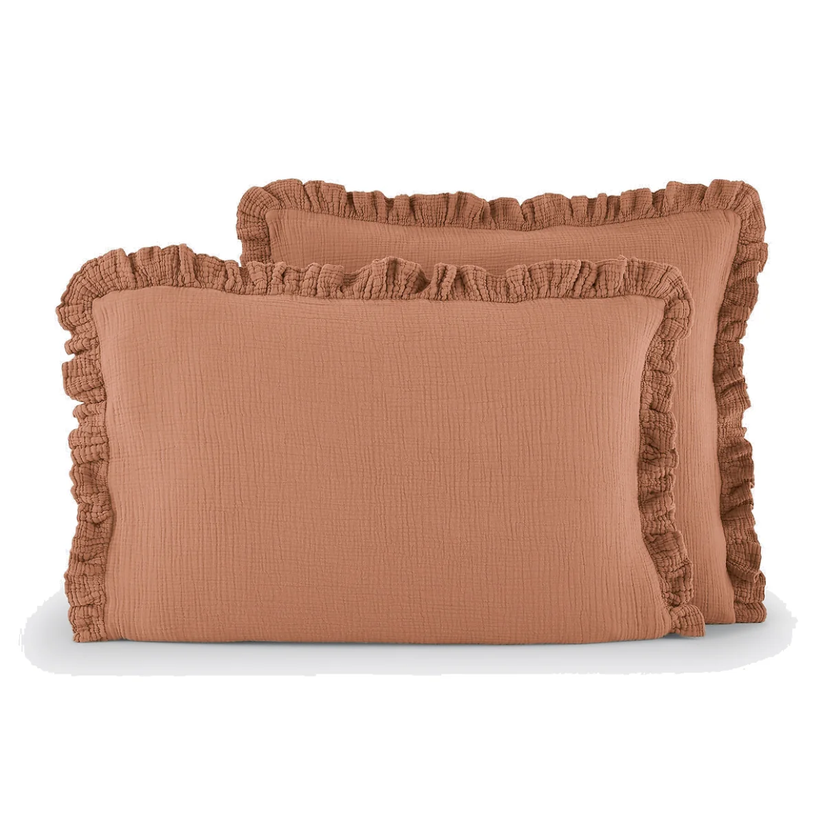 Kumla Plain Cotton Muslin Ruffled Pillowcase – image 1