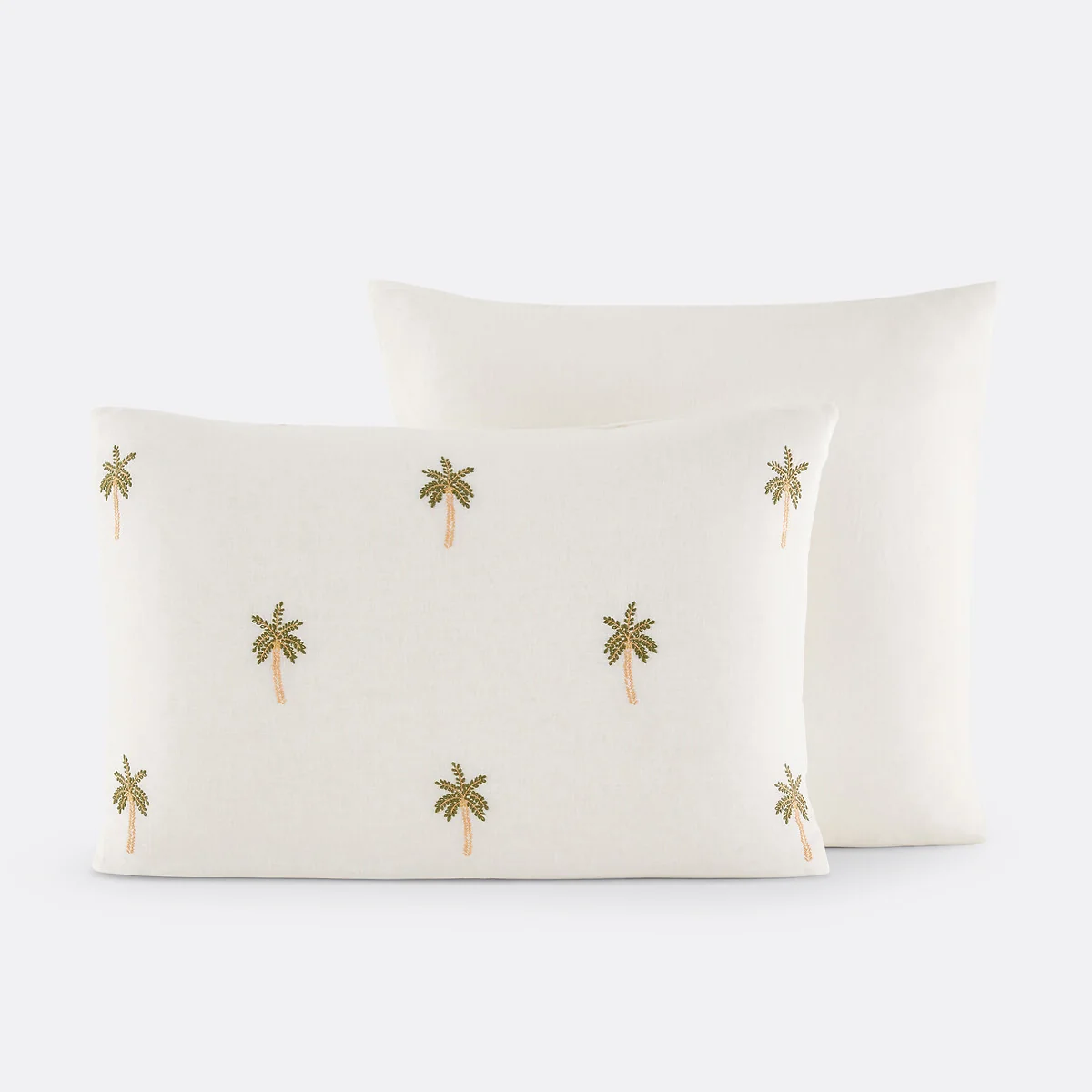 Ravenel Embroidered Palm Cotton & Washed Linen Pillowcase – image 3