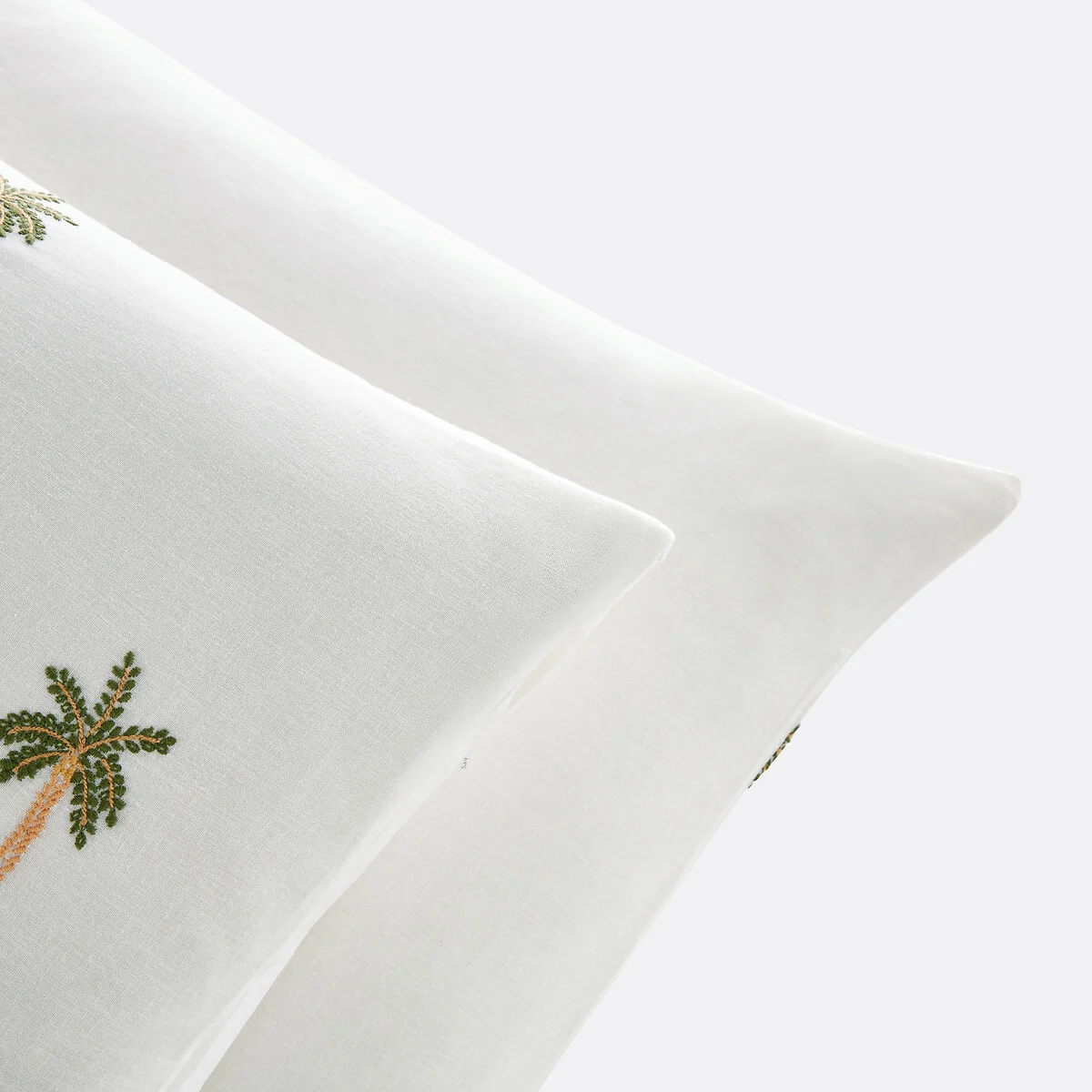 Ravenel Embroidered Palm Cotton & Washed Linen Pillowcase – image 5