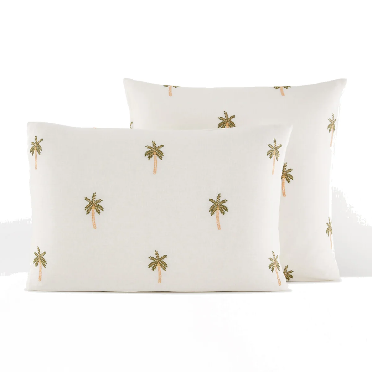 Ravenel Embroidered Palm Cotton & Washed Linen Pillowcase – image 1