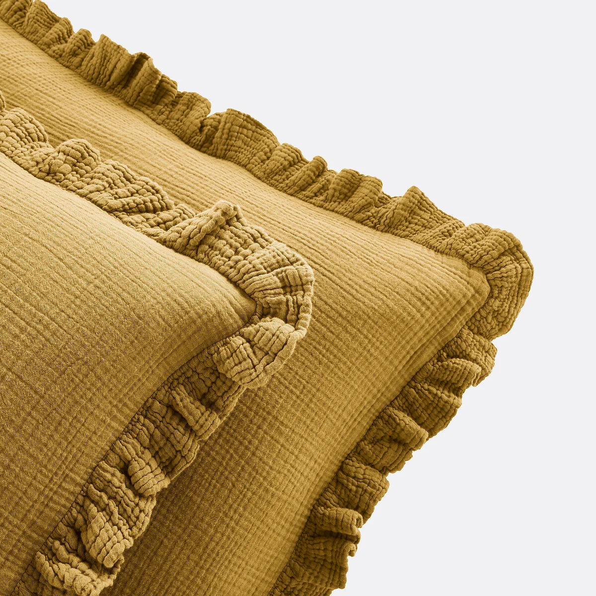 Kumla Plain Ruffle 100% Cotton Muslin Pillowcase – image 3