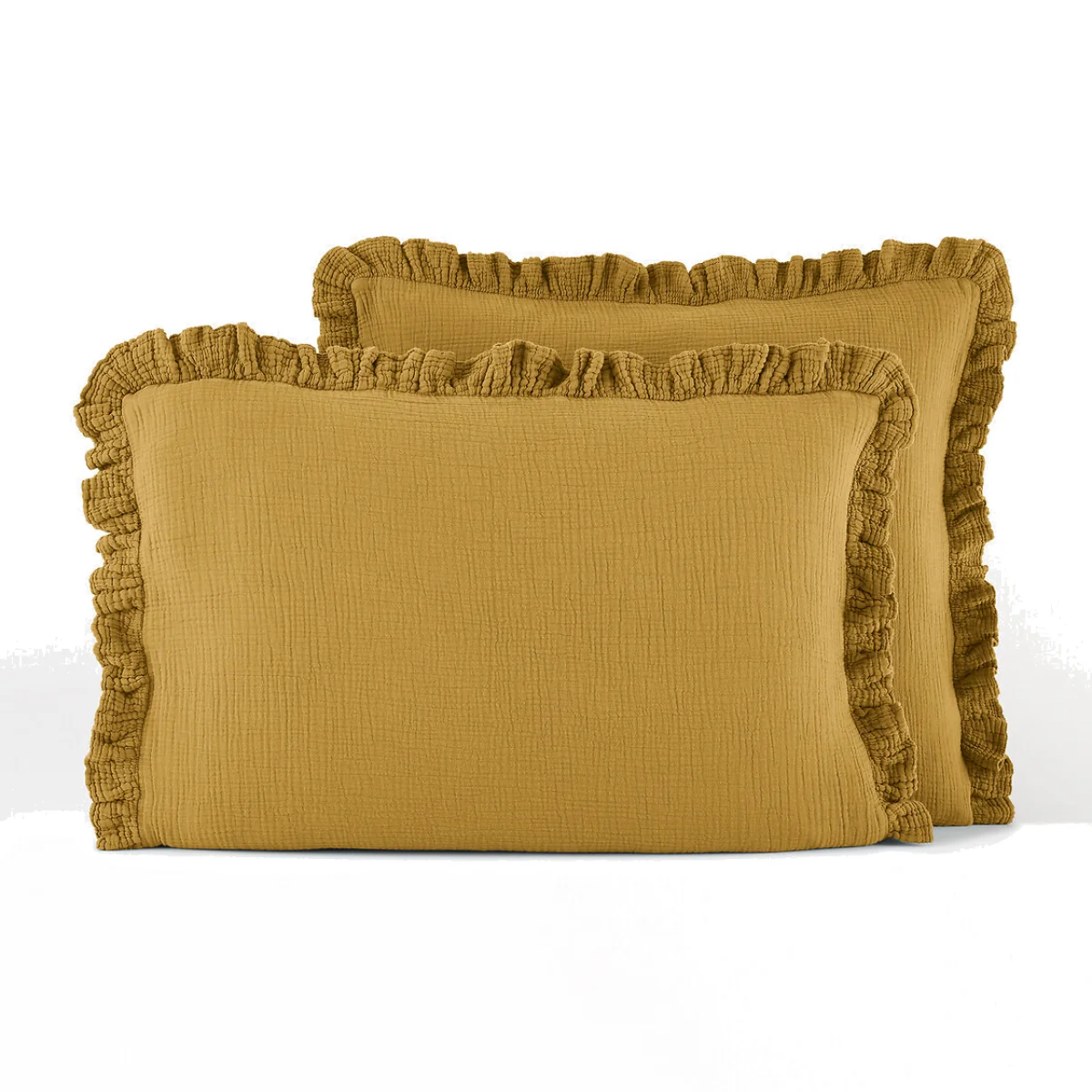 Kumla Plain Ruffle 100% Cotton Muslin Pillowcase – image 1