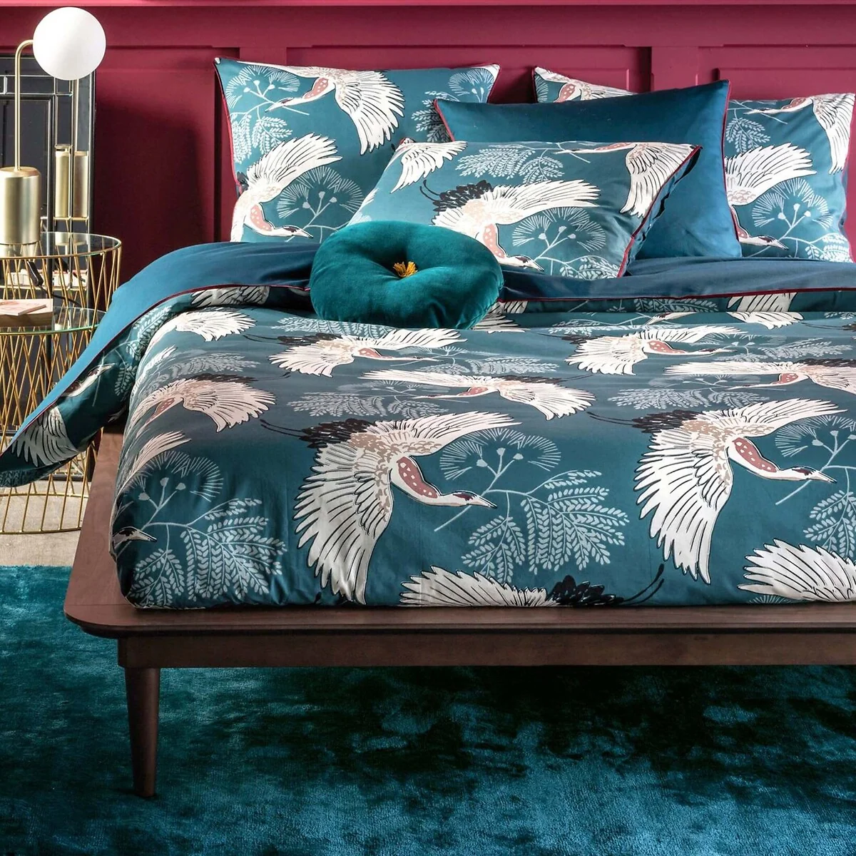 Grues Blue Cotton Percale Pillowcase – image 2