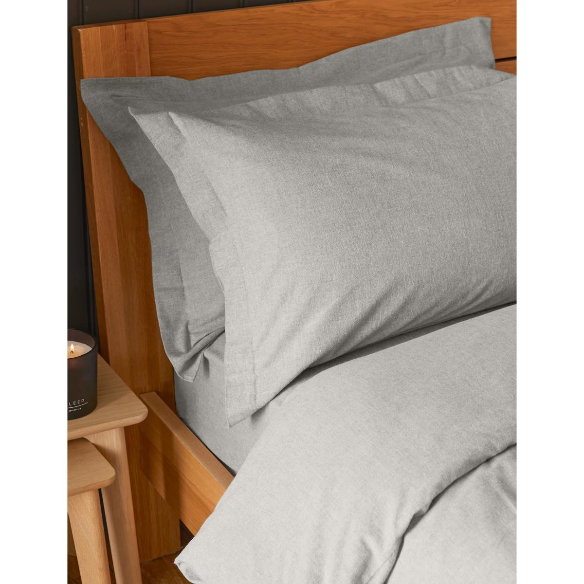 M&S 2pk Pure Brushed Cotton Oxford Pillowcases - White, White,Grey Marl – image 3