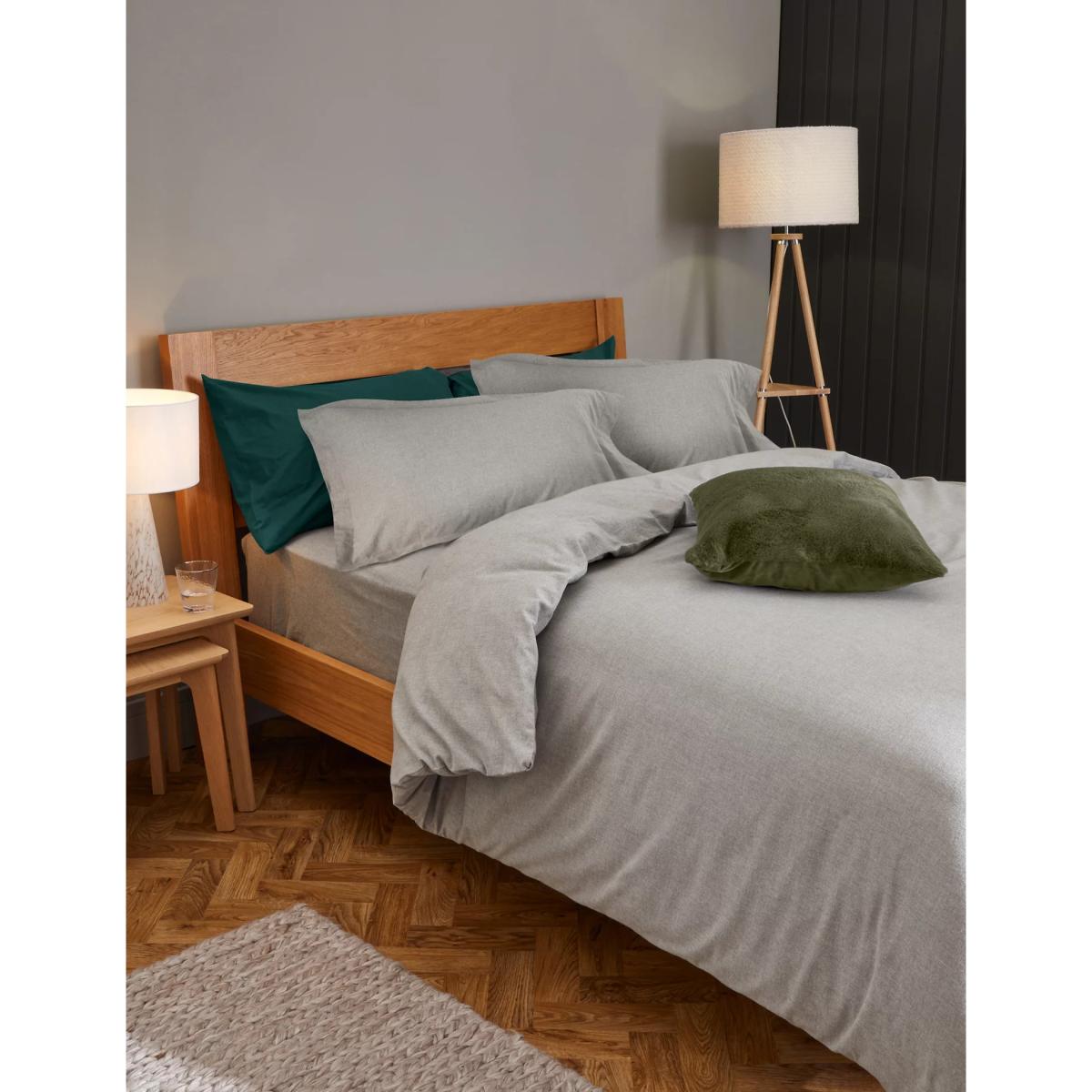 M&S 2pk Pure Brushed Cotton Oxford Pillowcases - White, White,Grey Marl – image 4