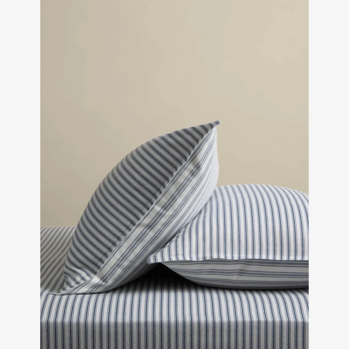 M&S 2 Pack Brushed Cotton Striped Pillowcases Slate Blue