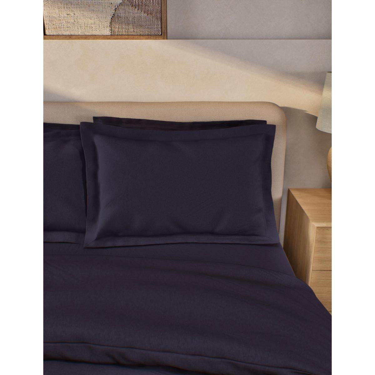 M&S 2 Pack Pure Brushed Cotton Oxford Pillowcases Midnight Navy – image 3