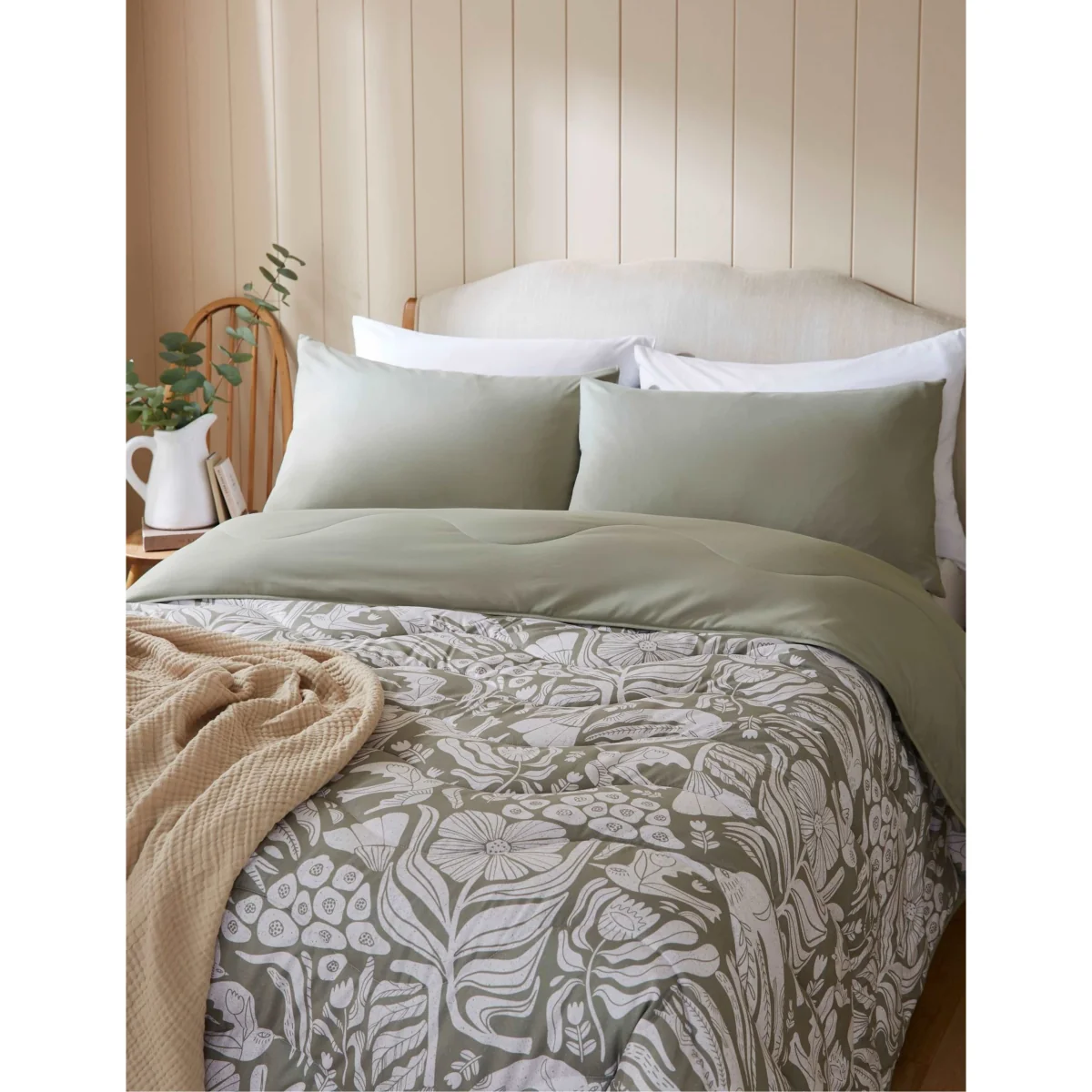 Night Lark Olive Meadow Coverless Duvet & Pillowcase Green Mix – image 2