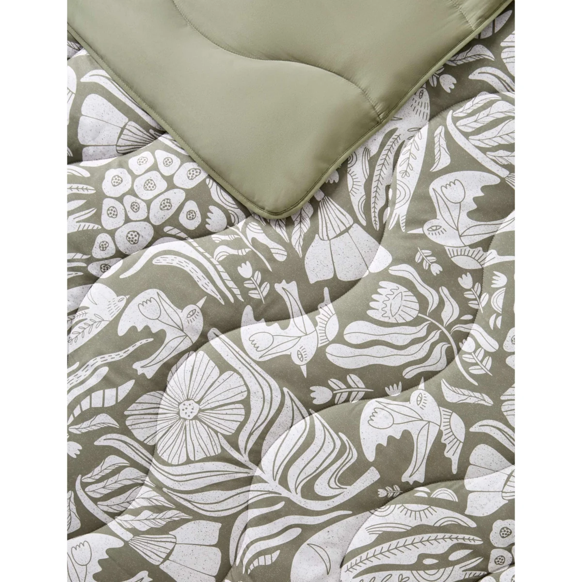 Night Lark Olive Meadow Coverless Duvet & Pillowcase Green Mix – image 3