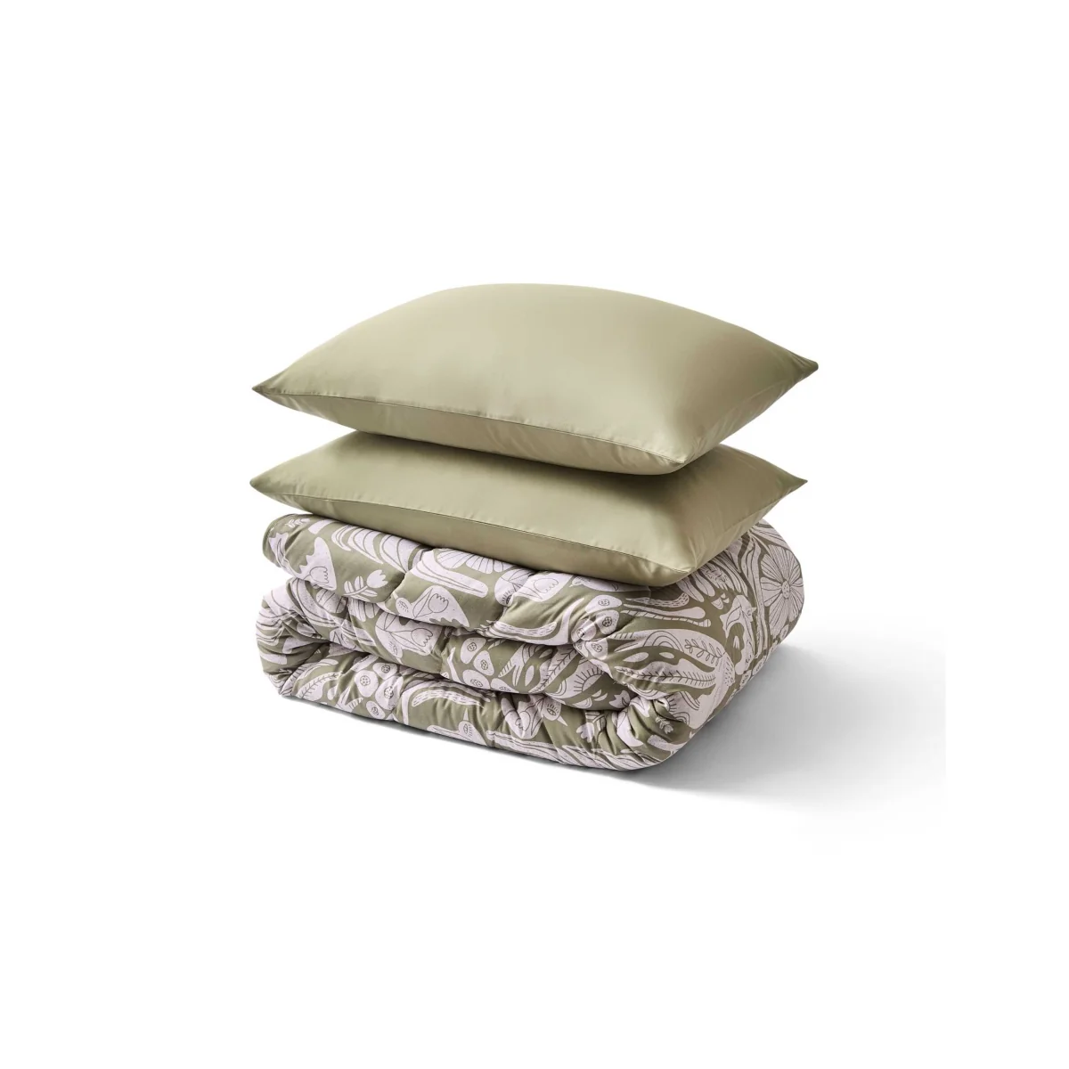 Night Lark Olive Meadow Coverless Duvet & Pillowcase Green Mix – image 4