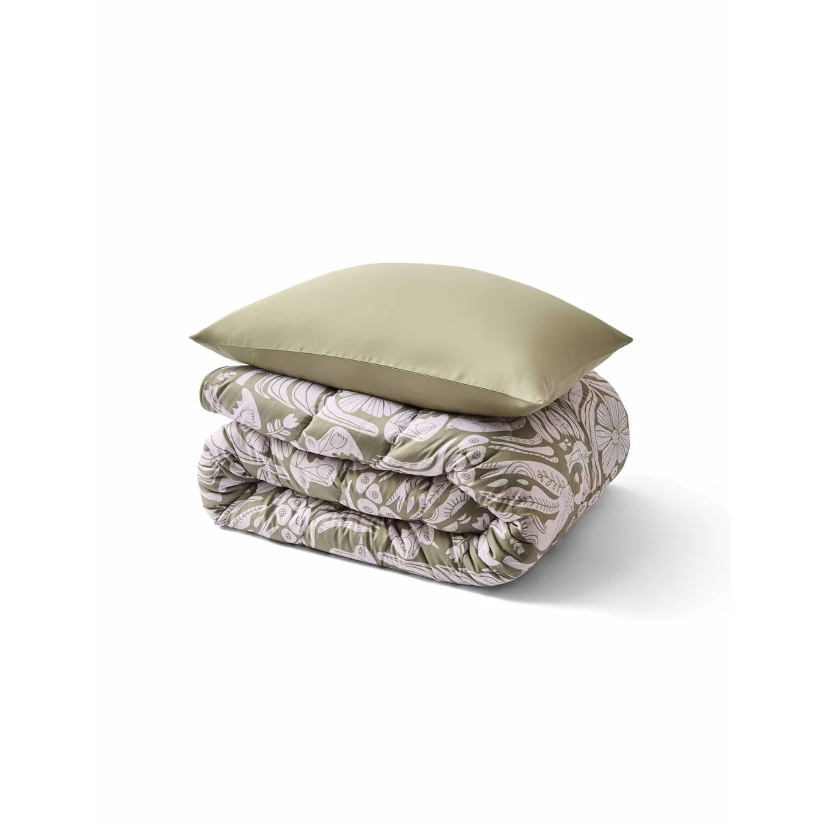 Night Lark Olive Meadow Coverless Duvet & Pillowcase Green Mix – image 5