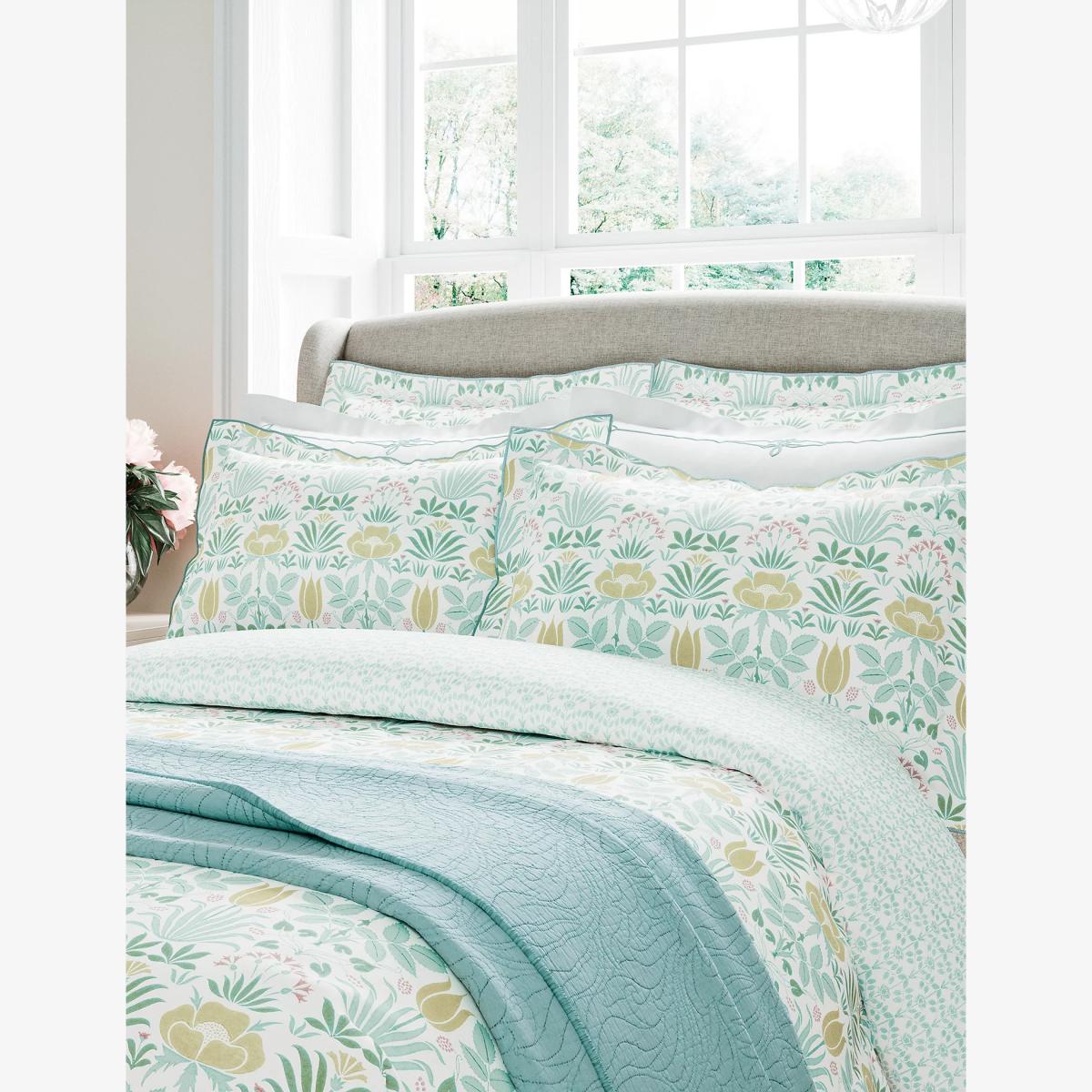 V&A Cotton Percale Voysey Anselm Pillowcase - Aqua, Aqua – image 1