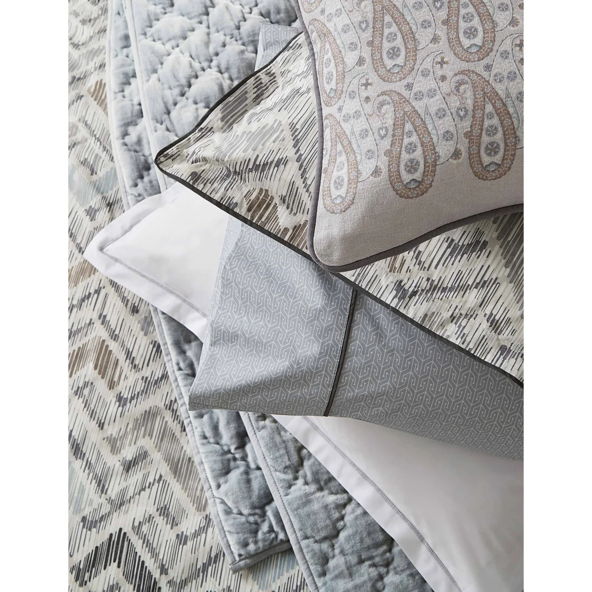 Bedeck of Belfast 2 Pack Pure Cotton Danza Pillowcases Light Grey Mix – image 3