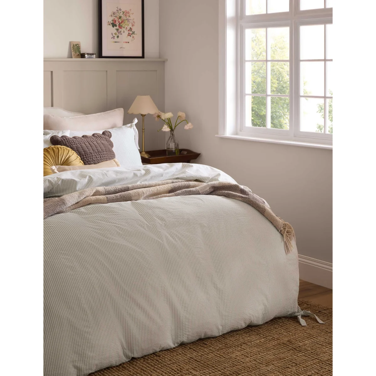 Laura Ashley 2 Pack Cotton Rich Cornish Stripe Pillowcases Oatmeal Mix – image 3