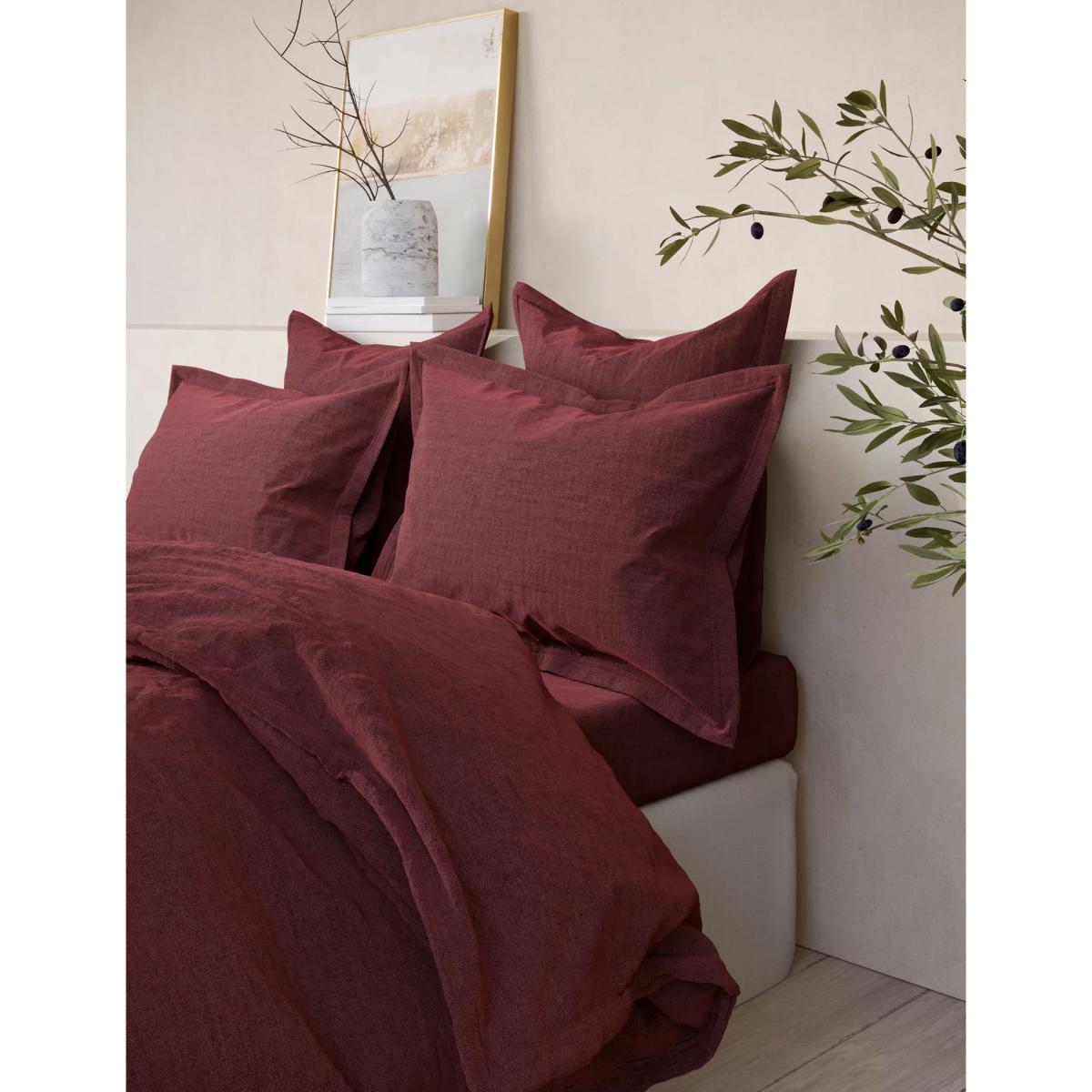 M&S X Fired Earth  2 Pack Washed Cotton Pillowcases - Dragons Blood, Dragons Blood,Charcoal,Gesso,Storm,Under The Waves,Weald Green,Pompeiian Red,Dover Cliffs,Malm – image 2