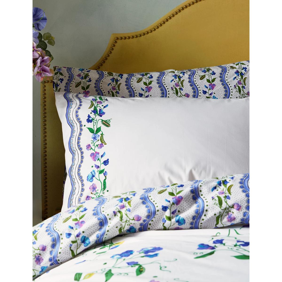 Cath Kidston 2 Pack Pure Cotton Sweet Pea Pillowcases - Blue Mix, Blue Mix – image 2
