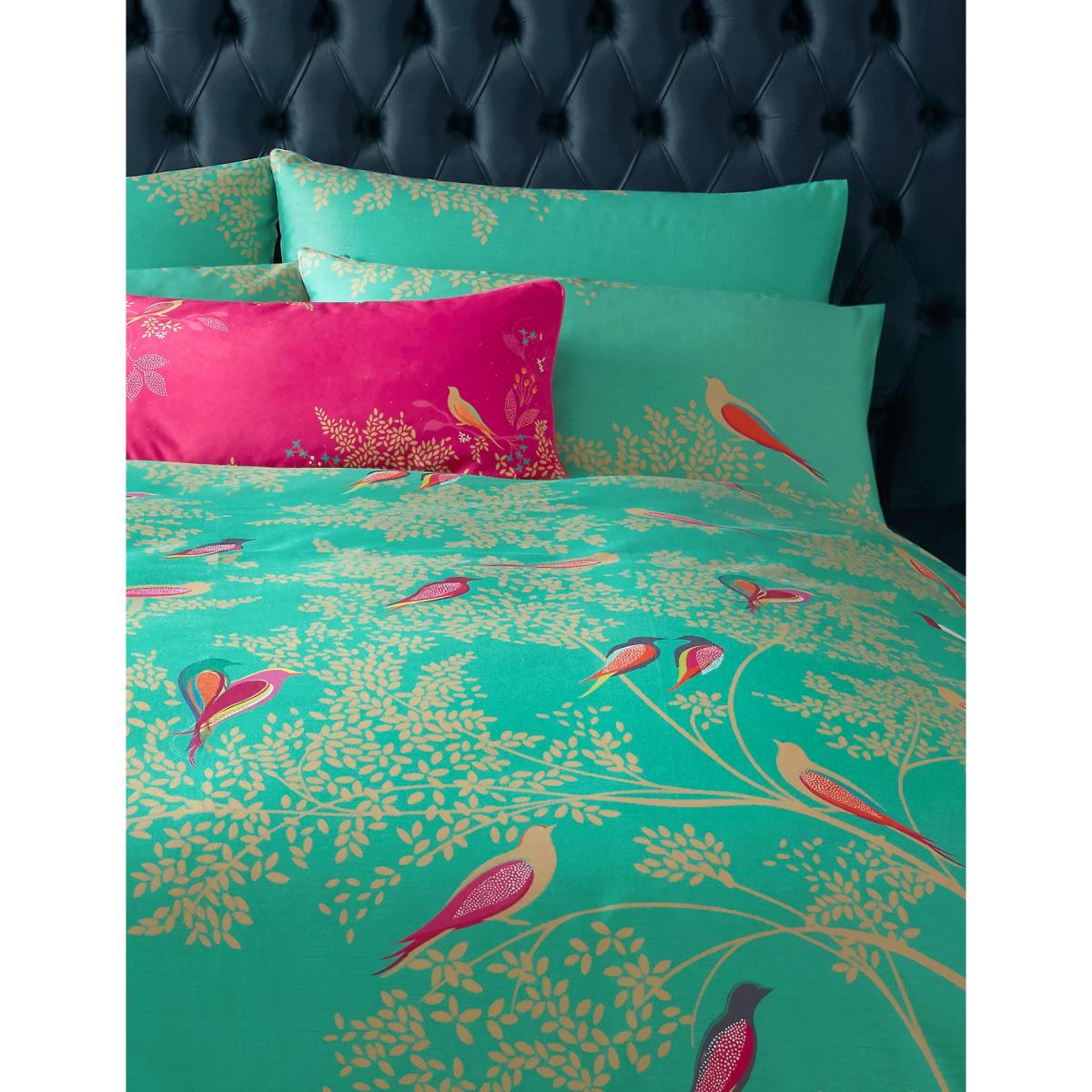 Sara Miller 2 Pack Green Birds Pillowcases, Green – image 2