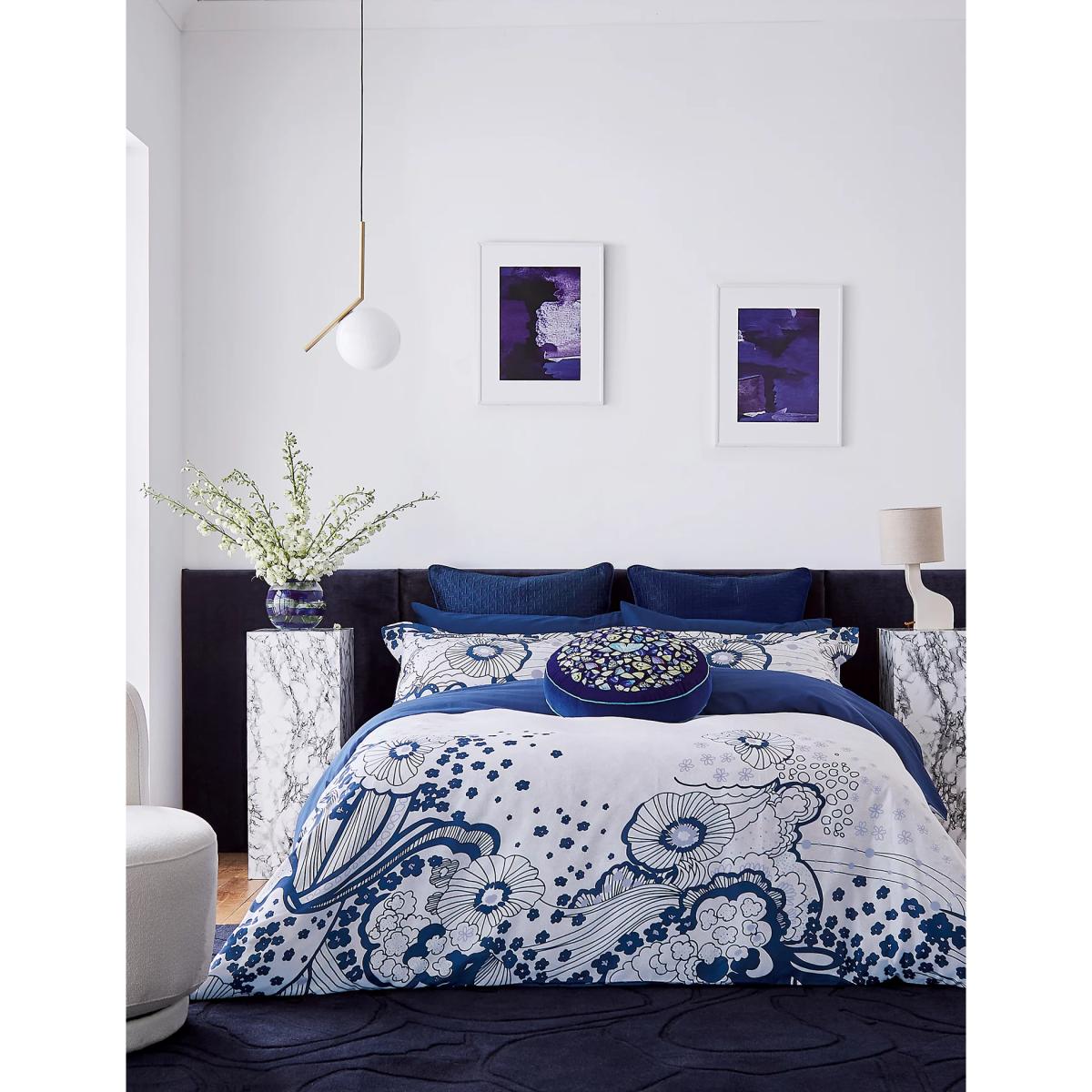 Ted Baker Pure Cotton Swirl Floral Oxford Pillowcase - Navy, Navy – image 2