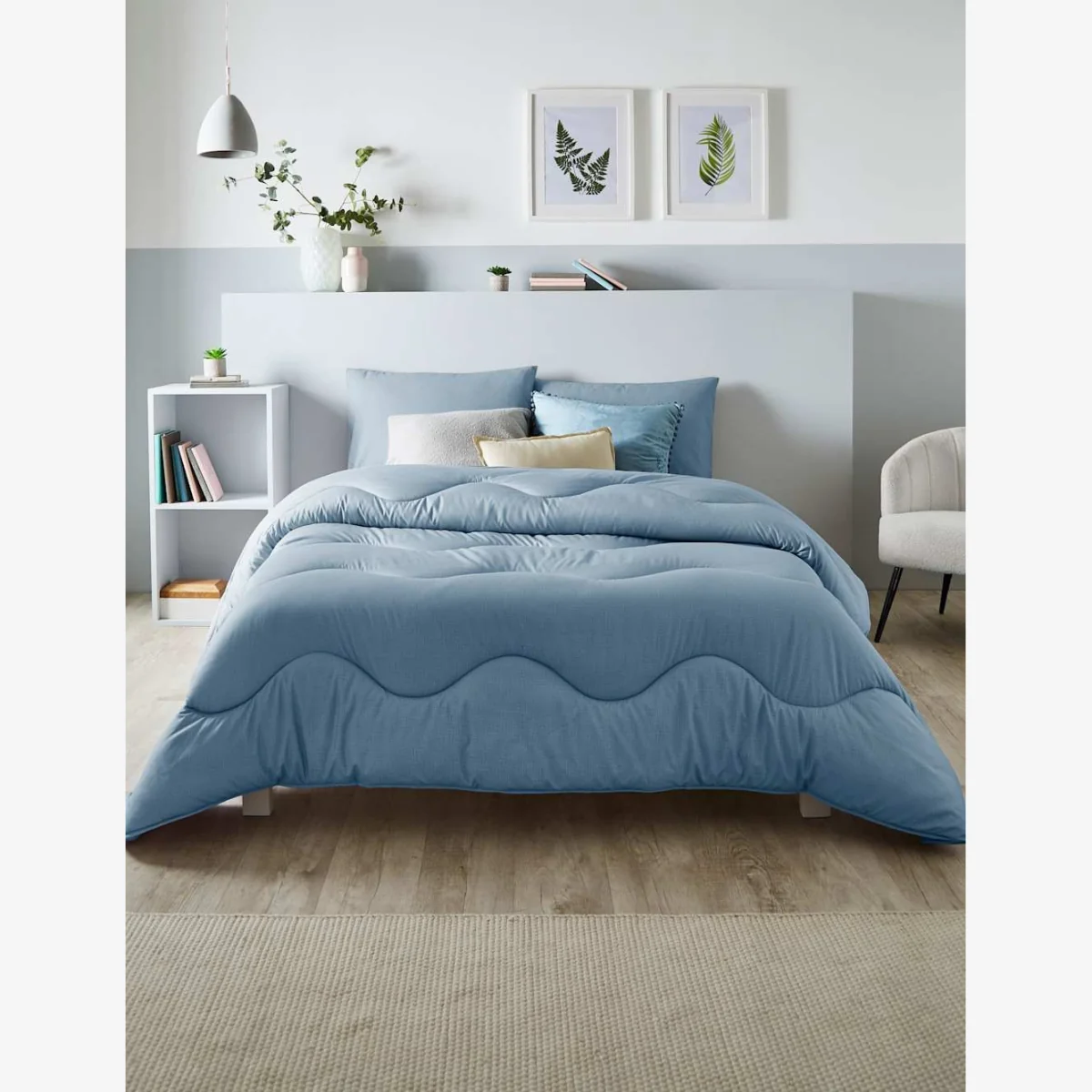 Night Lark 2 Pack Linen Print Pillowcases Light Blue – image 1
