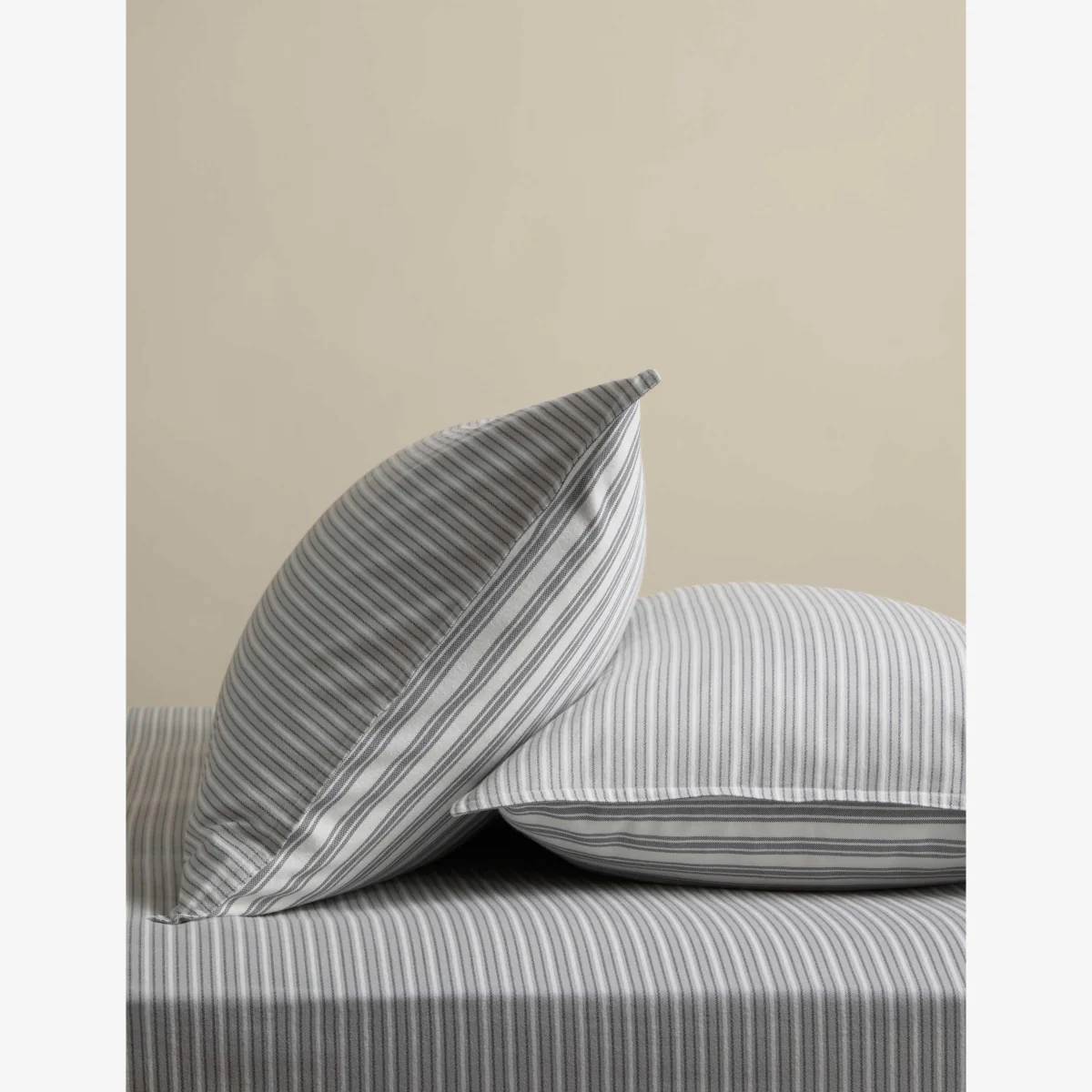 M&S 2 Pack Brushed Cotton Striped Pillowcases Dove