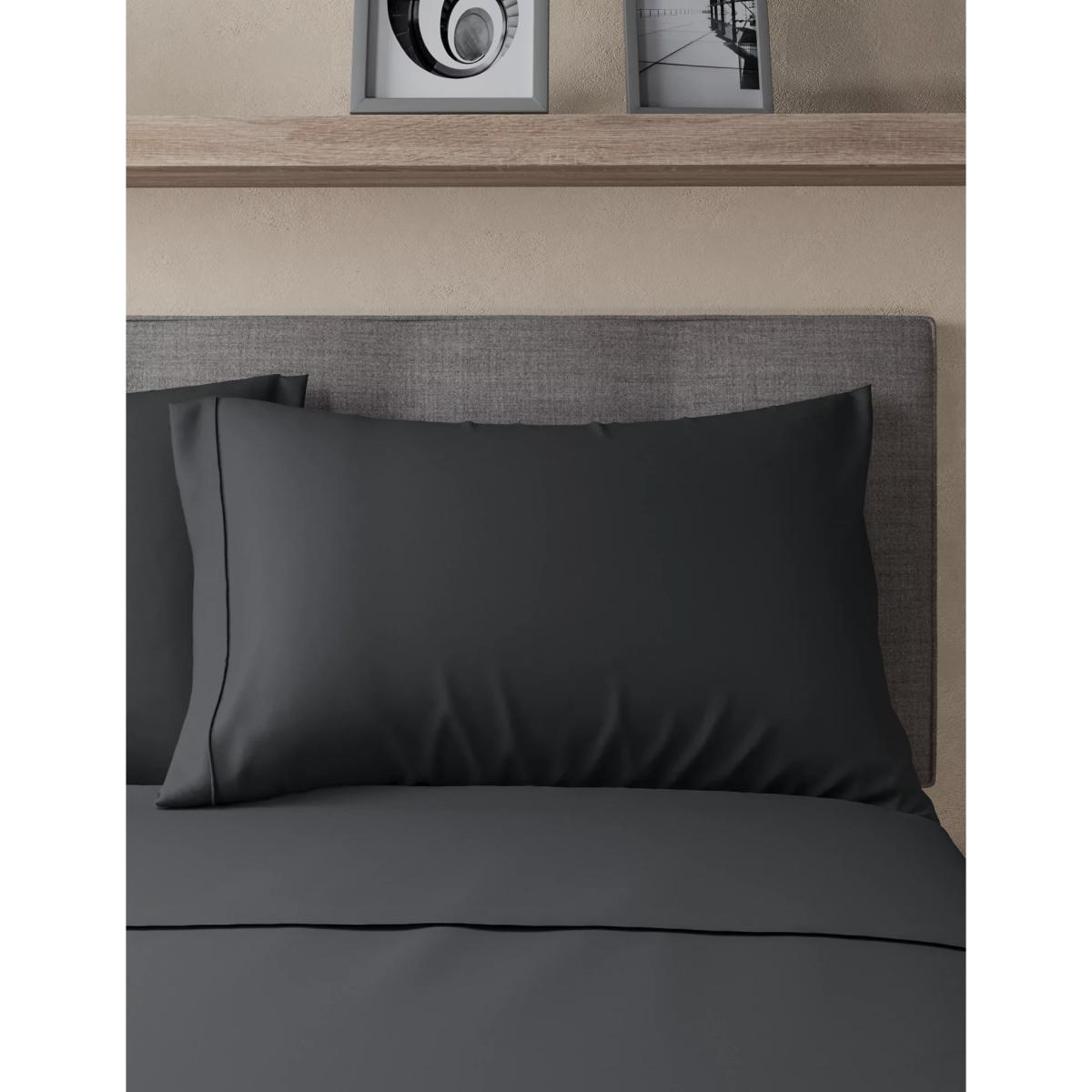 M&S Egyptian Cotton 230 Thread Count Pillowcase - Black, Black – image 3