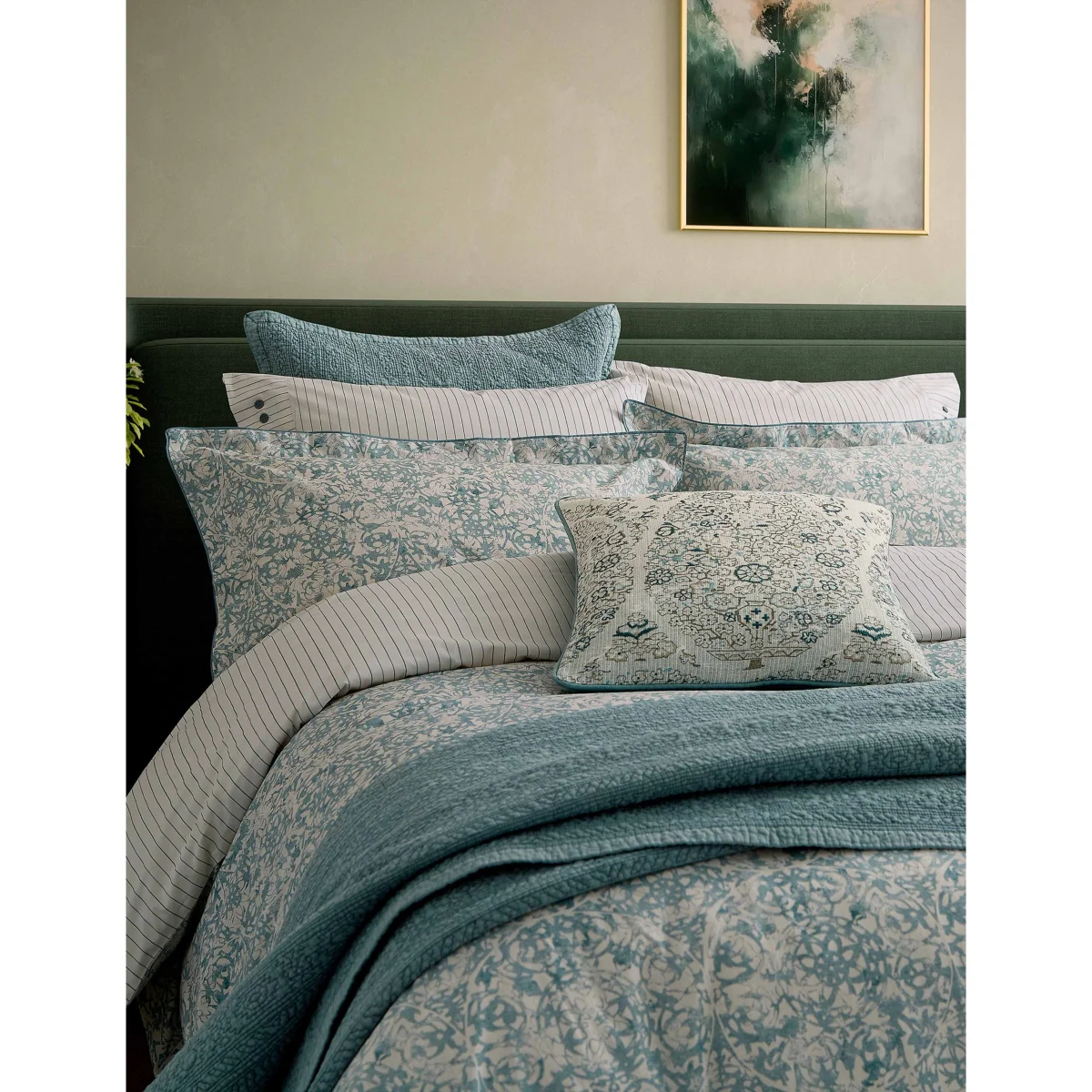 Bedeck of Belfast Pure Cotton Oscar/Celina Pillowcase Blue Mix – image 3
