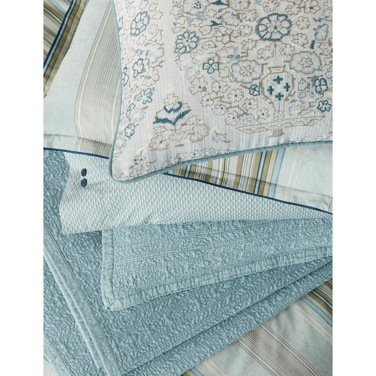 Bedeck of Belfast Pure Cotton Oscar/Celina Pillowcase Blue Mix – image 4