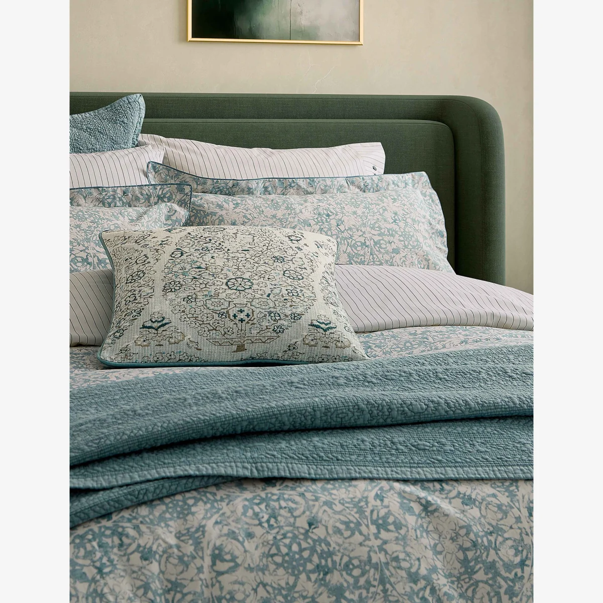 Bedeck of Belfast Pure Cotton Oscar/Celina Pillowcase Blue Mix – image 1