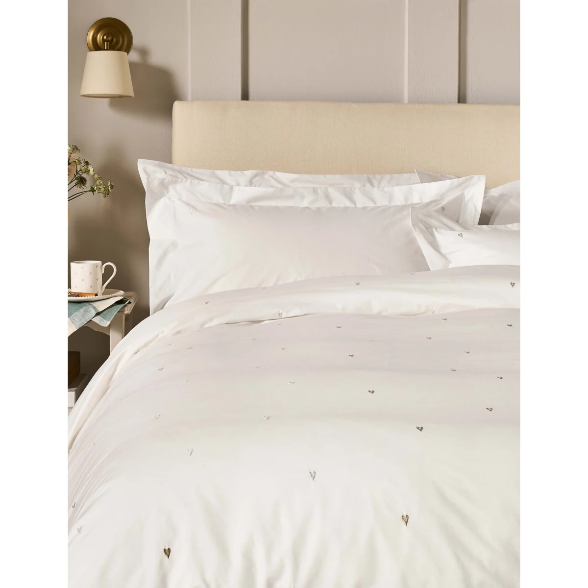 Sophie Allport 2 Pack Pure Cotton Love Hearts Embroidered Pillowcases White – image 2