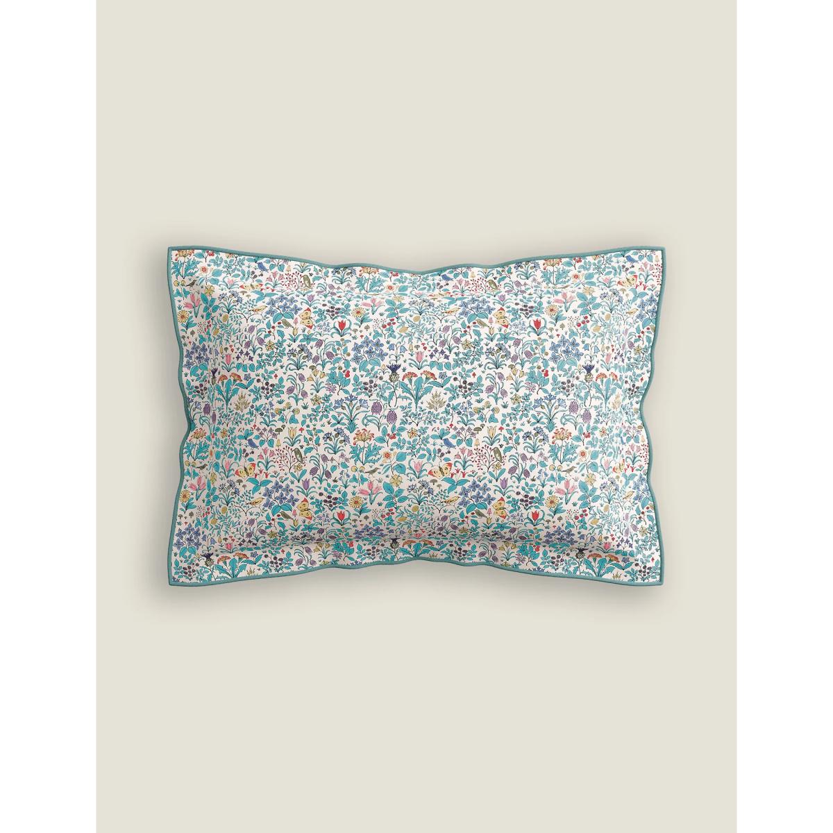 V&A Cotton Percale Voysey Wildflower Pillowcase - Aqua, Aqua – image 2