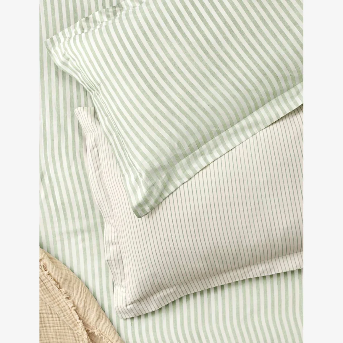YARD 2 Pack Pure Cotton Hebden Stripe Pillowcases Green Mix – image 1