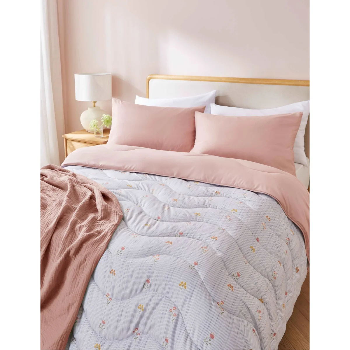 Night Lark Vintage Stripes Coverless Duvet & Pillowcase White Mix – image 2